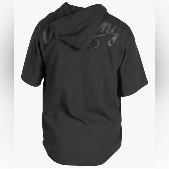 Rawlings Men’s Gold Collection 1/4 Zip Short Sleeve Hooded Jacket Black Large - Picture 3 of 7